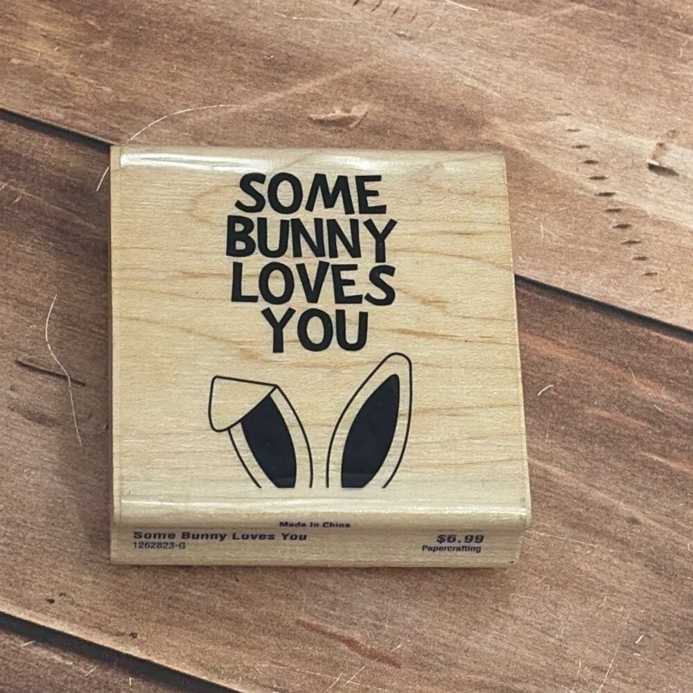 2015 STAMPABILITIES 1262823G SOME BUNNY LOVES YOU WOOD MOUNTED RUBBER STAMP